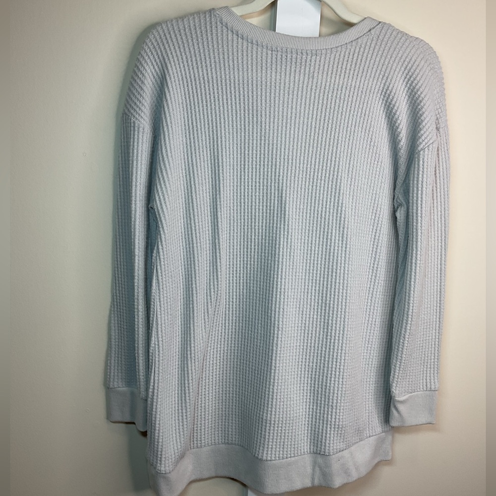LOFT Light Gray Waffle Knit Top - Picture 4 of 6